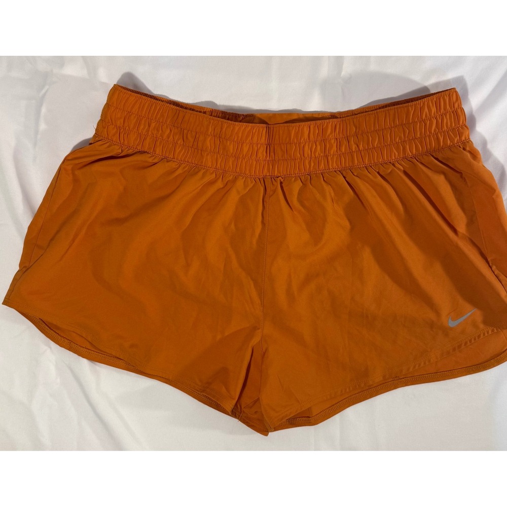 Nike Dri-FIT Women Running Shorts Orange Elastic Waist Athletic Size L